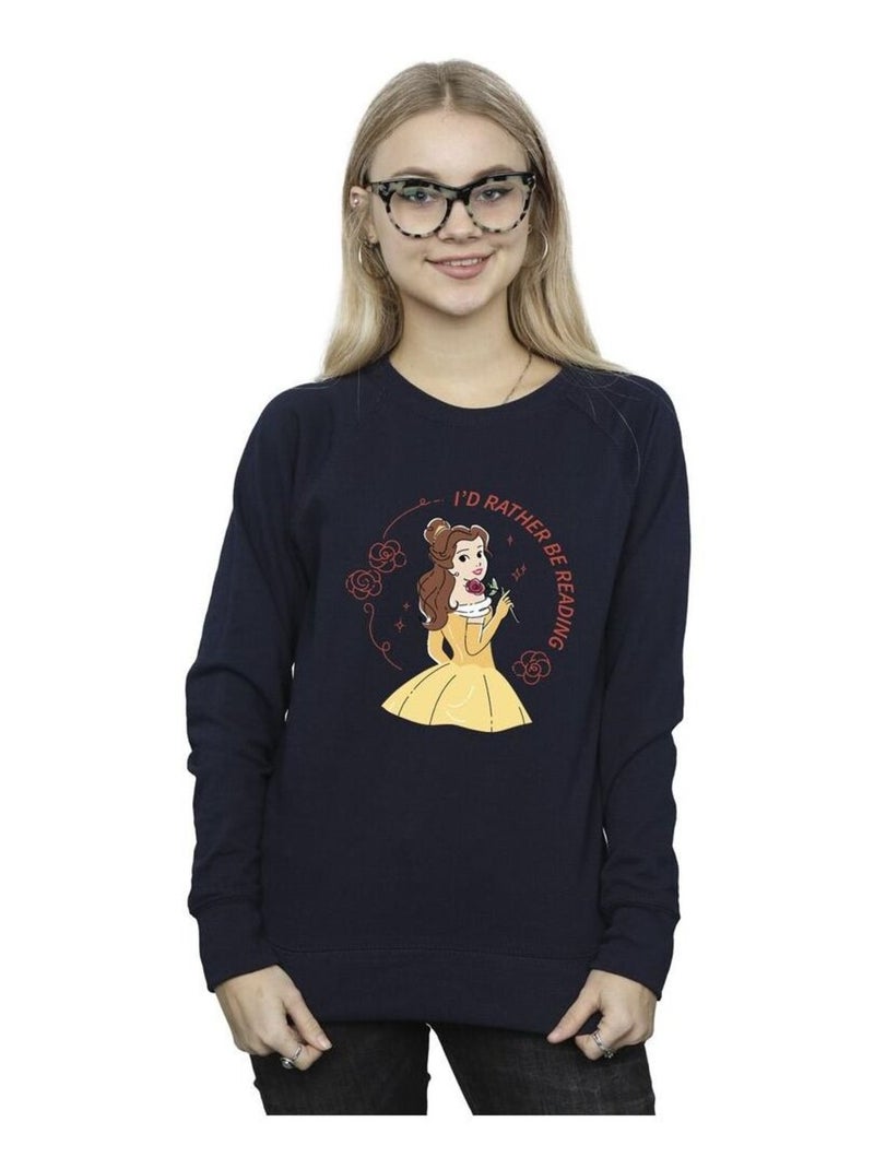 Disney - Sweat BEAUTY AND THE BEAST I'D RATHER BE READING Bleu marine - Kiabi