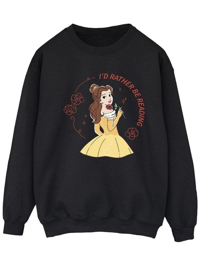 Disney - Sweat BEAUTY AND THE BEAST I'D RATHER BE READING Noir - Kiabi