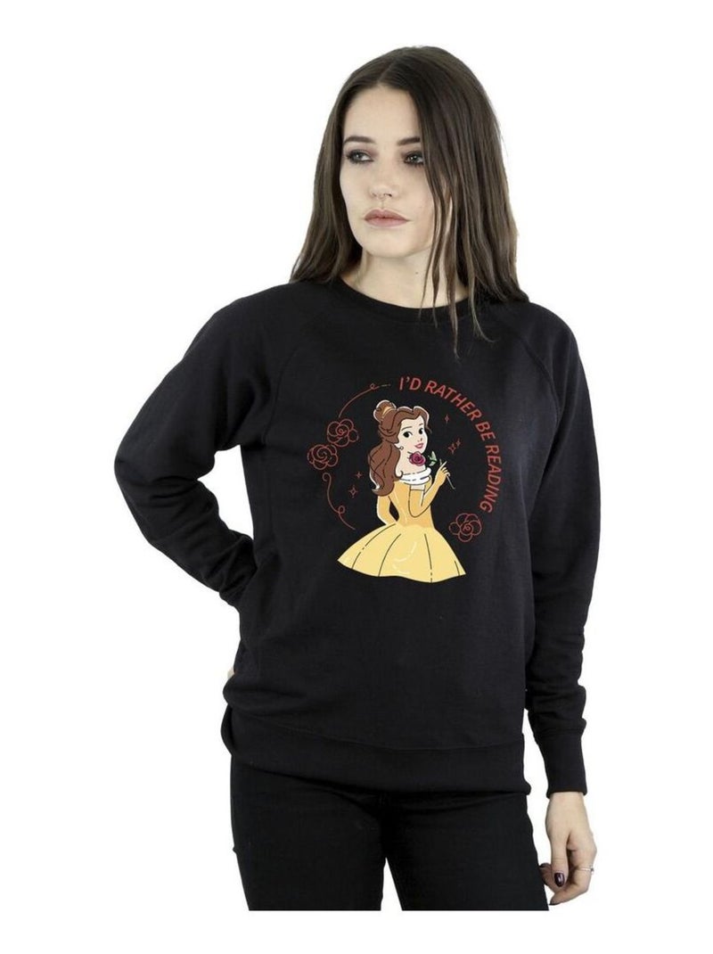 Disney - Sweat BEAUTY AND THE BEAST I'D RATHER BE READING Noir - Kiabi