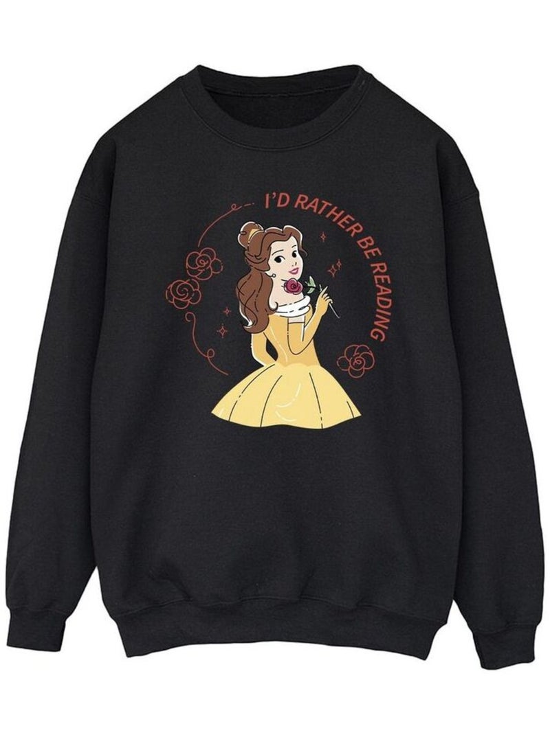 Disney - Sweat BEAUTY AND THE BEAST I'D RATHER BE READING Noir - Kiabi