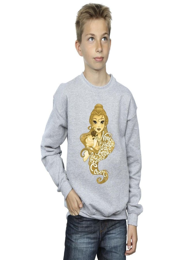 Disney - Sweat BEAUTY AND THE BEAST NEVER JUDGE Gris chiné - Kiabi