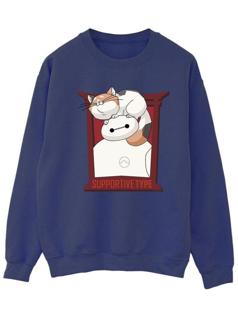 Disney - Sweat BIG HERO SUPPORT Bleu marine - Kiabi