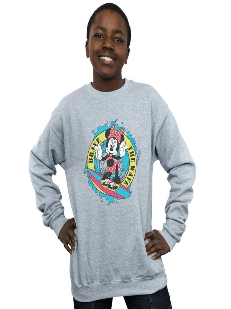 Disney - Sweat BRAVE THE WAVE Gris chiné - Kiabi