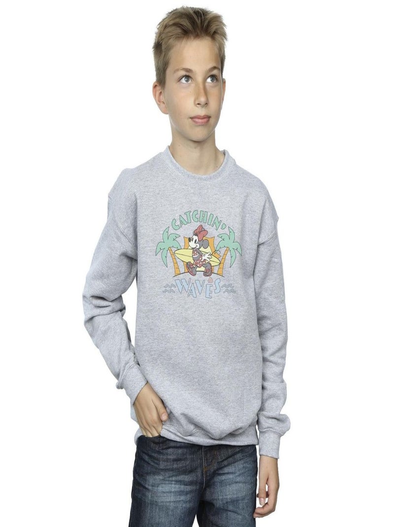Disney - Sweat CATCHIN WAVES Gris chiné - Kiabi
