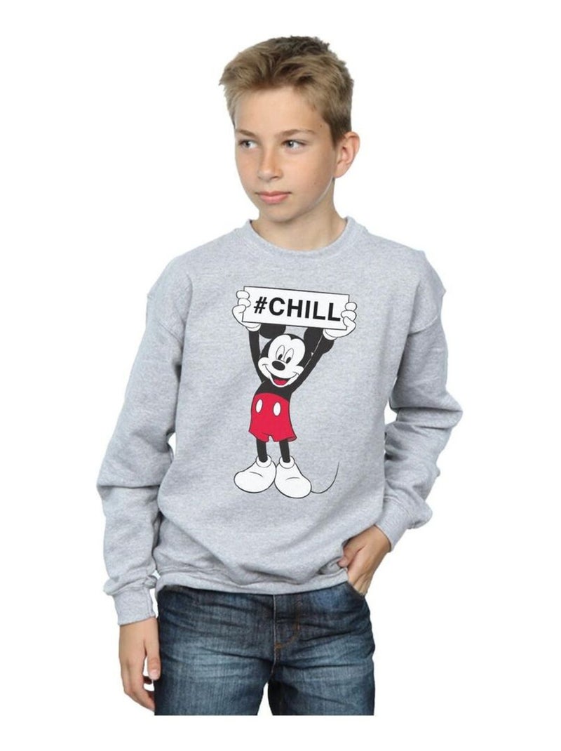 Disney - Sweat CHILL Gris chiné - Kiabi