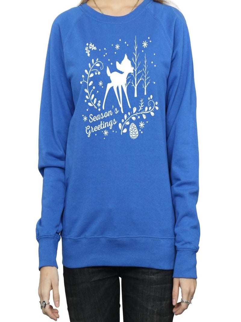 Disney - Sweat CHRISTMAS GREETINGS Bleu roi - Kiabi