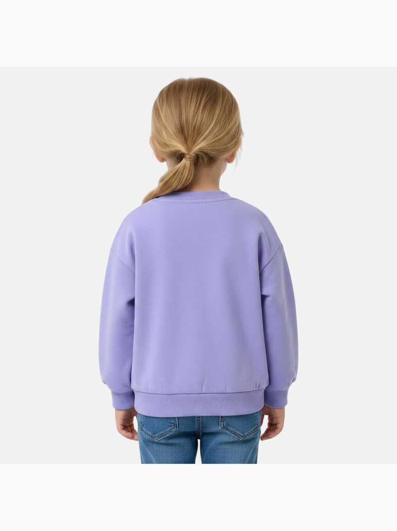 Disney - sweat col rond imprimé, coupe droite et manches longues Mauve - Kiabi