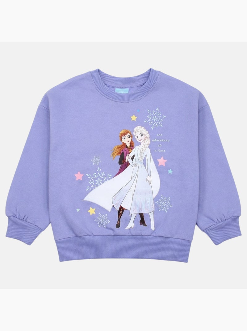 Disney - sweat col rond imprimé, coupe droite Mauve - Kiabi