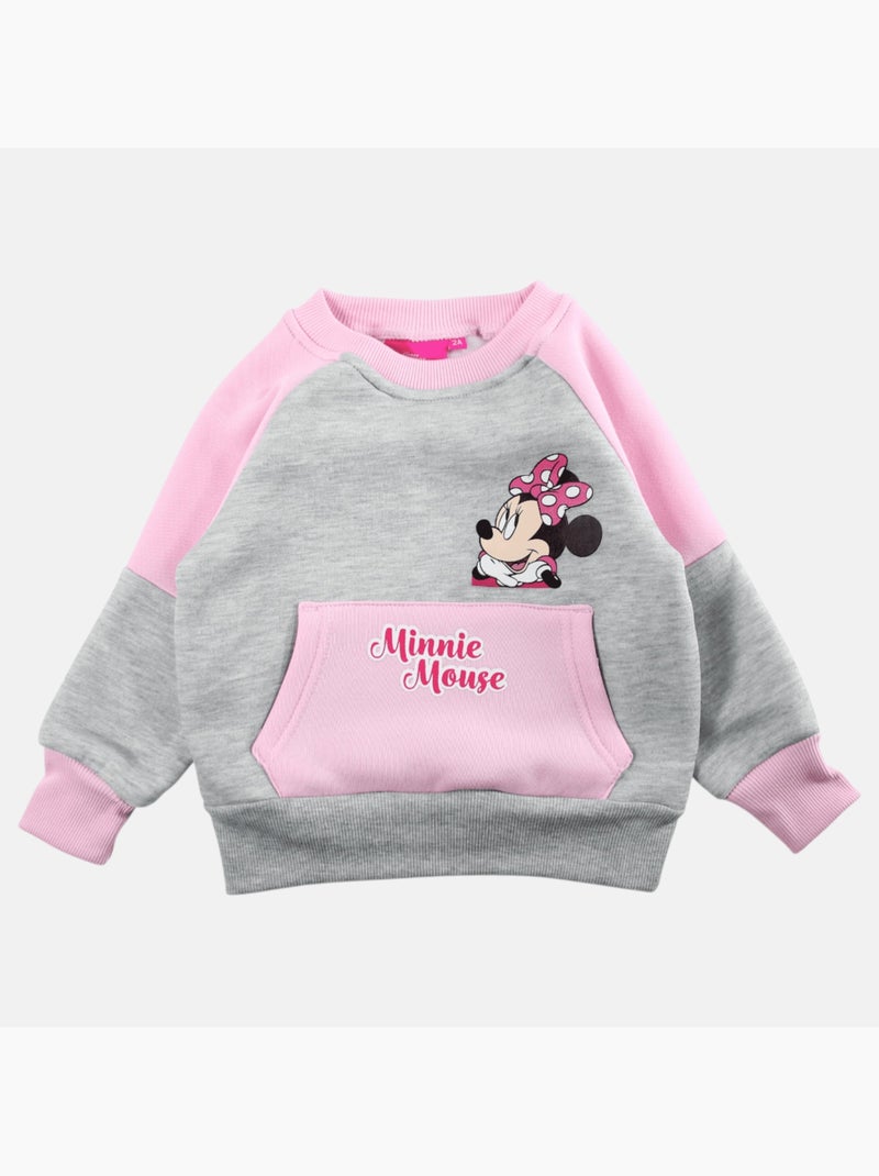 Disney - sweat col rond imprimé, manches longues, poche kangourou et finitions bord-côte Gris - Kiabi