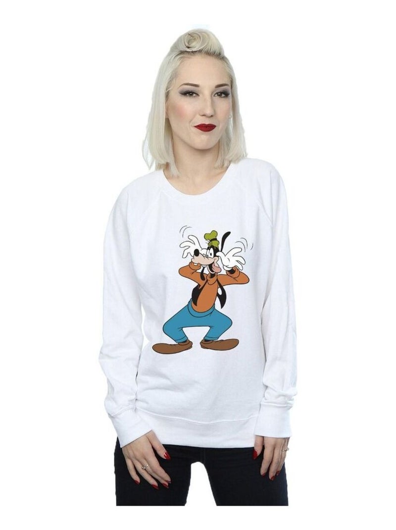 Disney - Sweat CRAZY (Dingo) Blanc - Kiabi