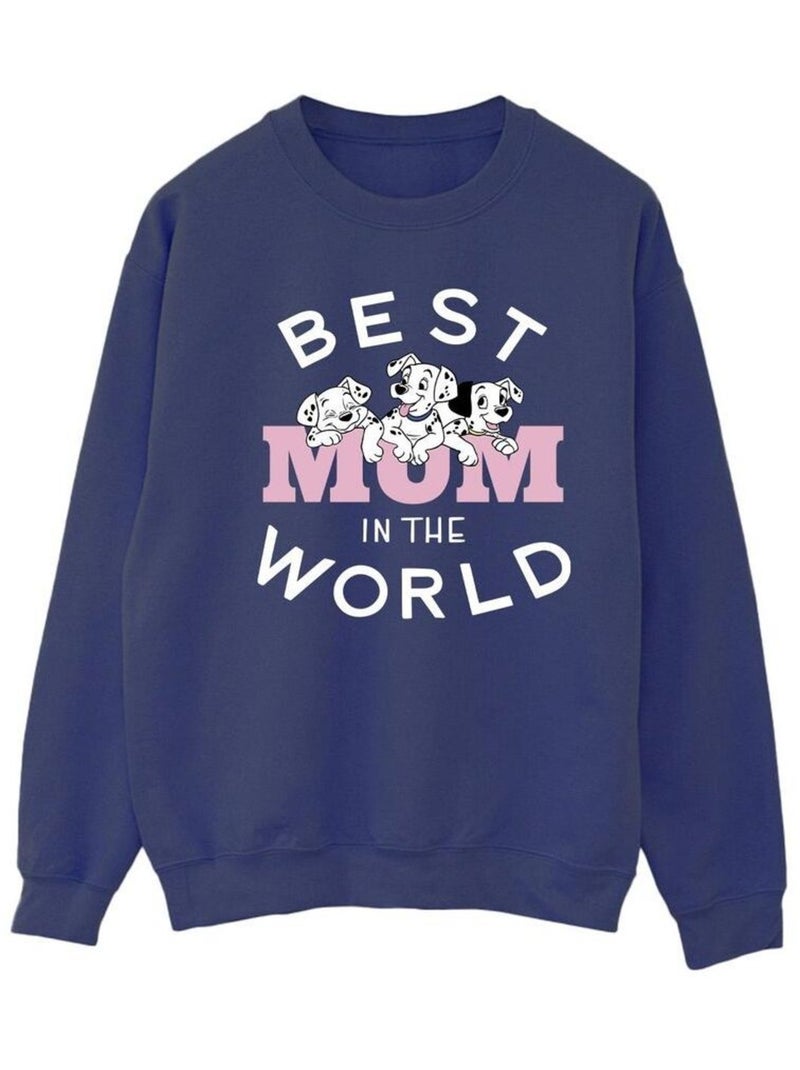 Disney - Sweat DALMATIANS BEST MUM IN THE WORLD Bleu marine - Kiabi