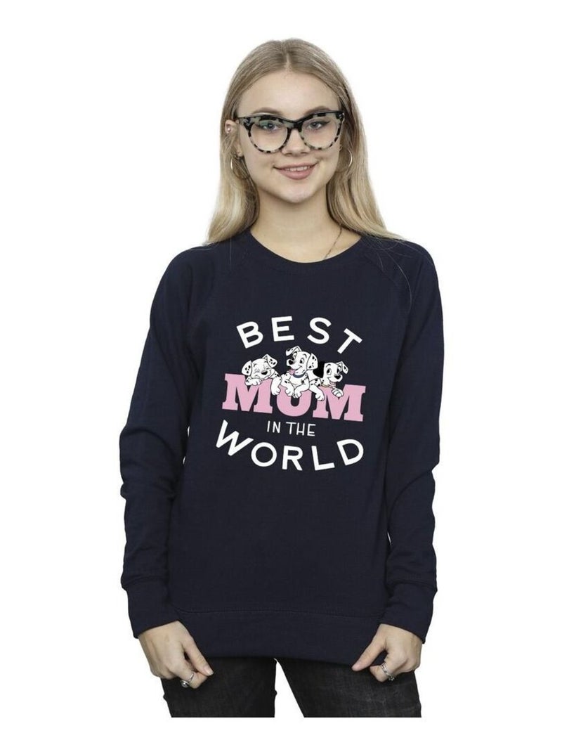 Disney - Sweat DALMATIANS BEST MUM IN THE WORLD Bleu marine - Kiabi
