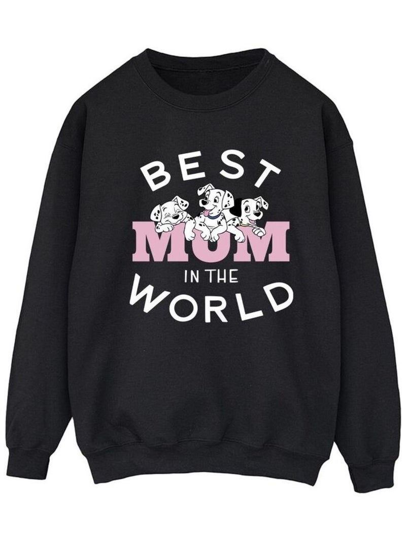 Disney - Sweat DALMATIANS BEST MUM IN THE WORLD Noir - Kiabi