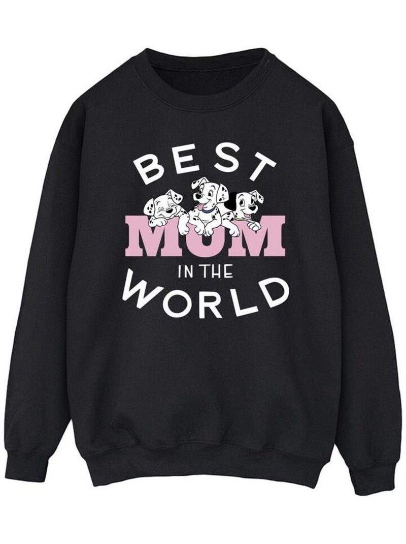 Disney - Sweat DALMATIANS BEST MUM IN THE WORLD Noir - Kiabi