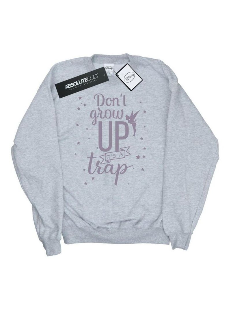 Disney - Sweat DON'T GROW UP Gris chiné - Kiabi