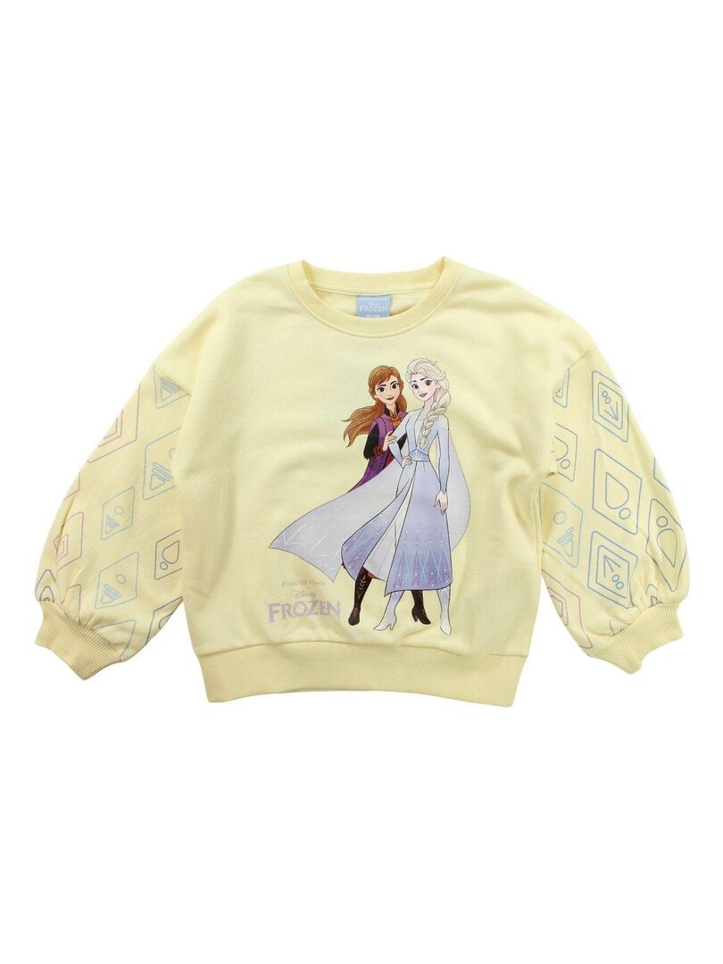 Disney Sweat fille imprime La Reine Des Neiges en coton Jaune Kiabi nu