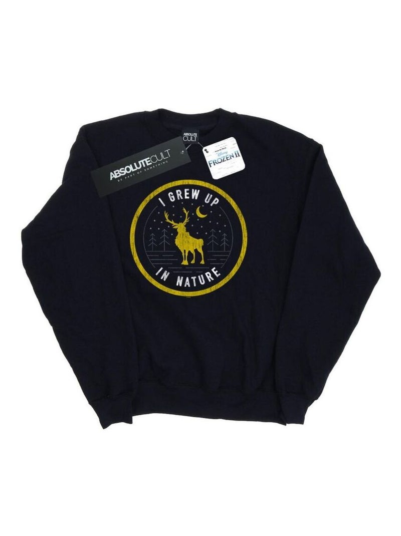 Disney - Sweat FROZEN GREW UP IN NATURE Bleu marine - Kiabi