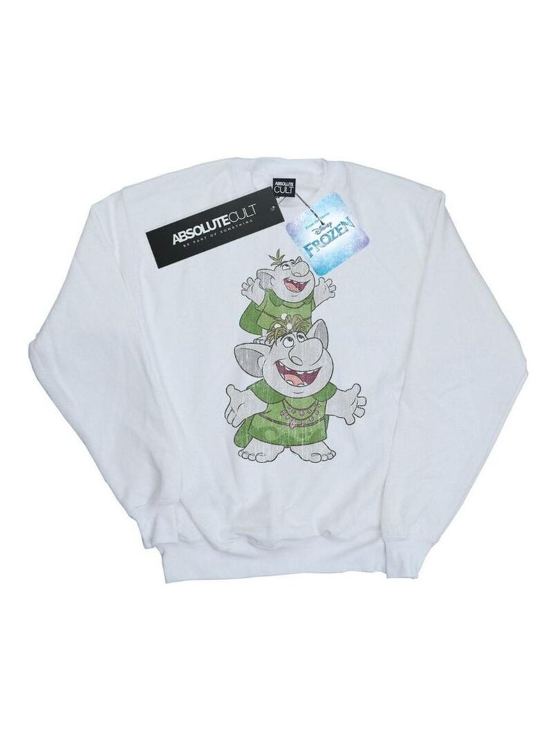 Disney - Sweat FROZEN HANDSTACKING TROLLS Blanc - Kiabi