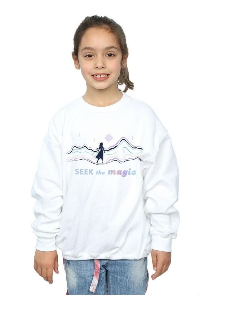 Disney - Sweat FROZEN SEEK THE MAGIC Blanc - Kiabi
