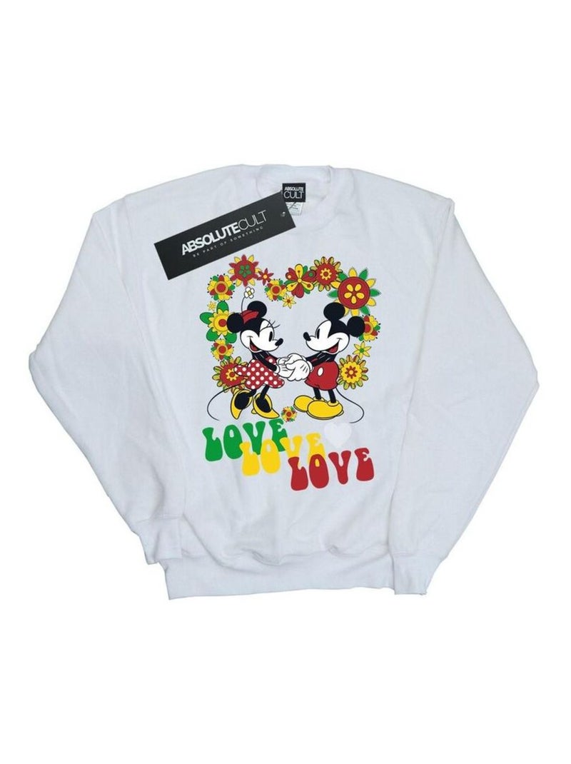 Disney - Sweat HIPPIE LOVE Blanc - Kiabi