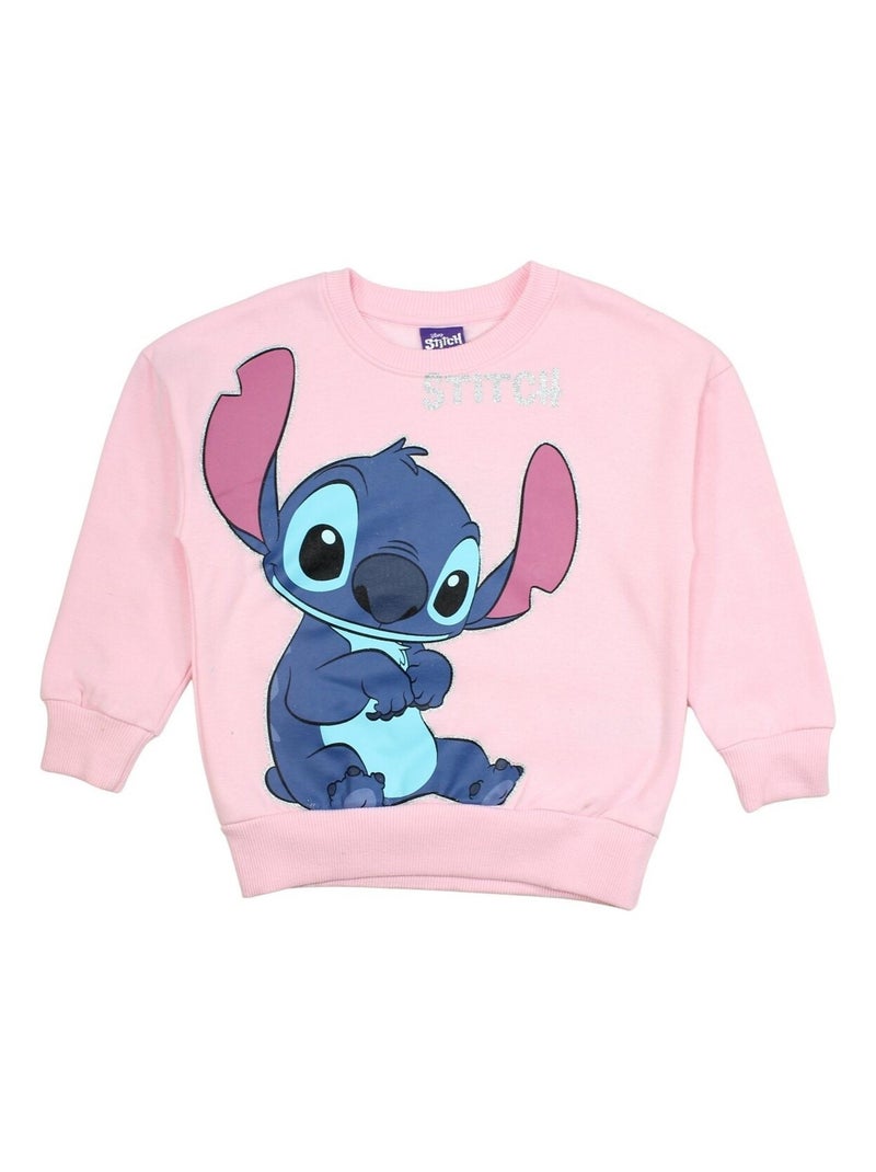Disney - Sweat imprimé Lilo Et Stitch en coton Rose - Kiabi