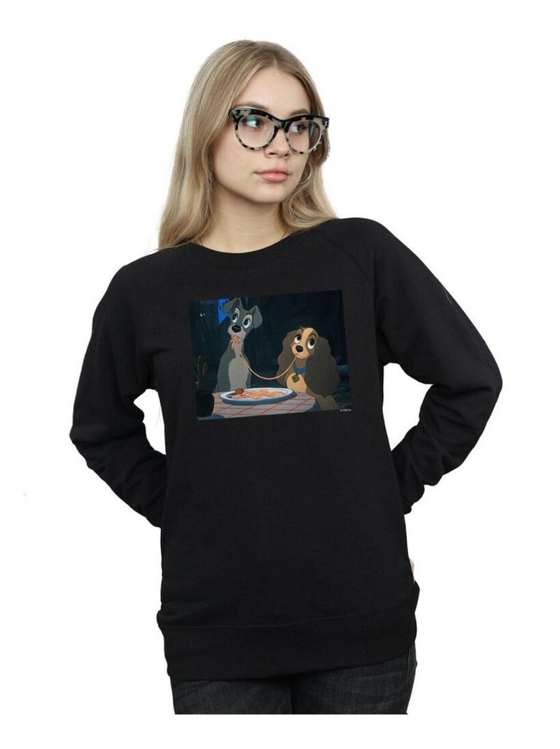 Disney - Sweat La Belle et le Clochard SPAGHETTI SLURP Noir - Kiabi