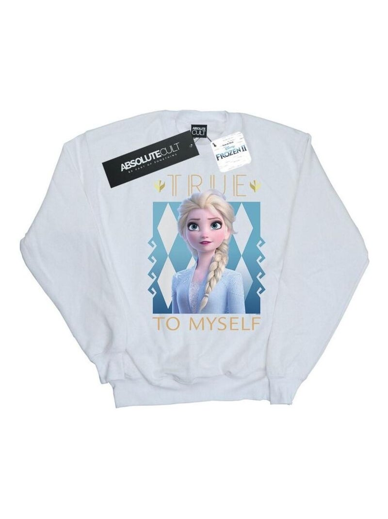 Disney - Sweat La Reine des Neiges TRUE TO MYSELF Blanc - Kiabi