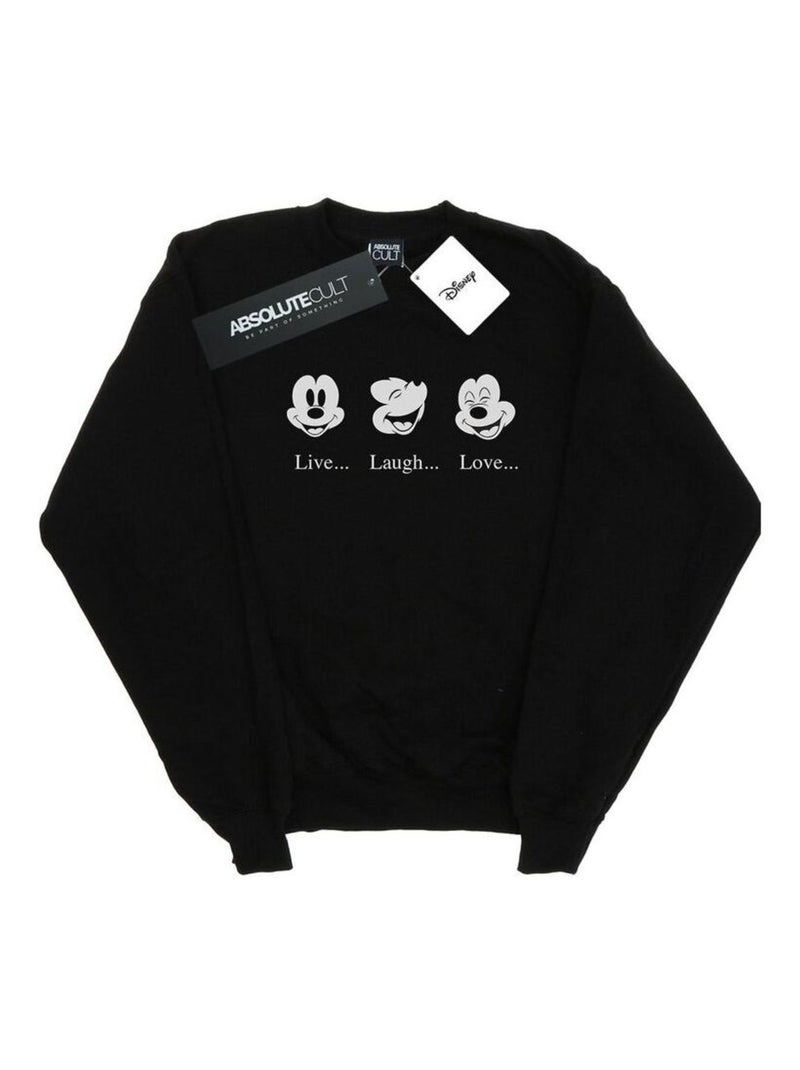 Disney - Sweat LIVE LOVE LAUGH Noir - Kiabi