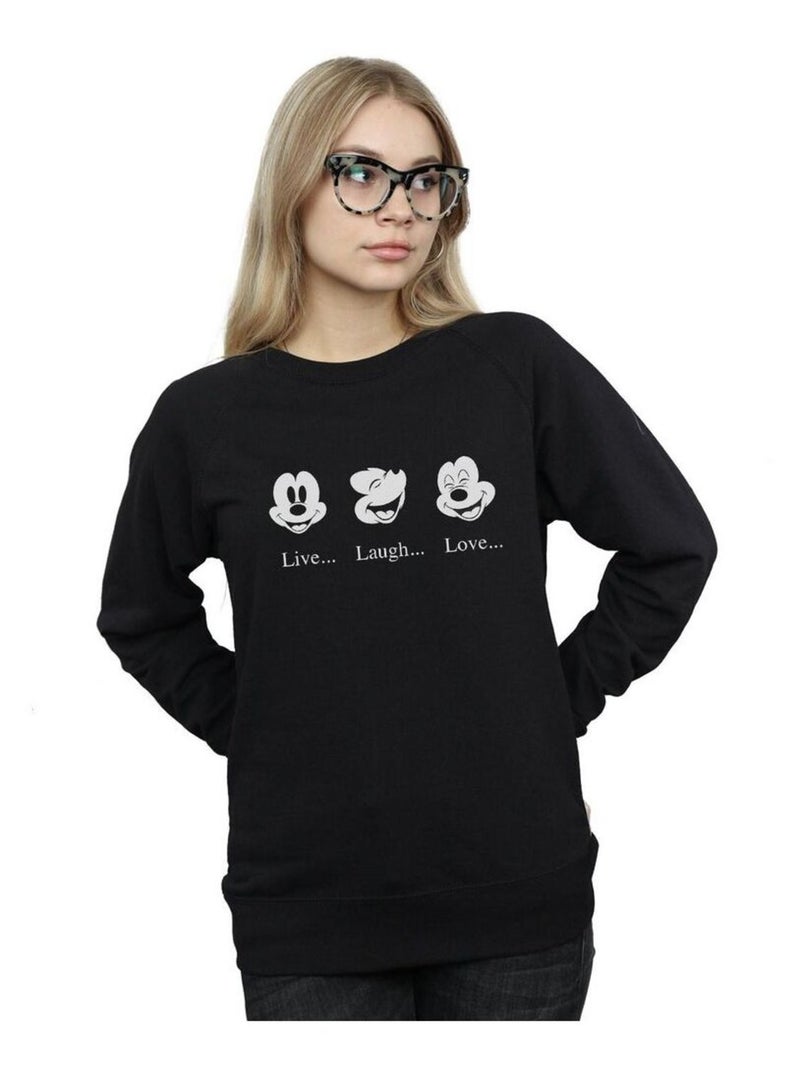 Disney - Sweat LIVE LOVE LAUGH Noir - Kiabi