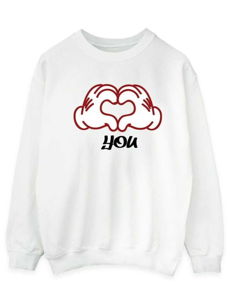 Disney - Sweat LOVE YOU HANDS Blanc - Kiabi