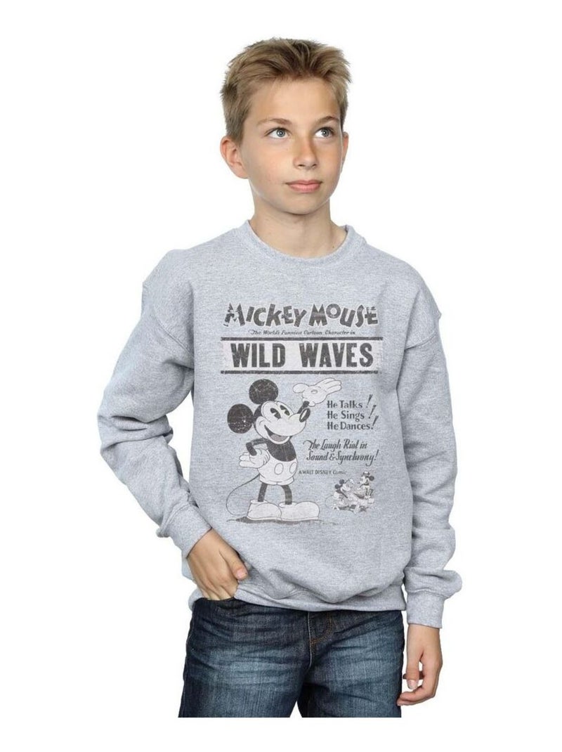 Disney - Sweat MAKING WAVES Gris chiné - Kiabi