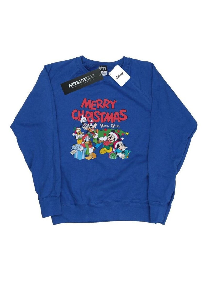 Disney - Sweat MICKEY MOUSE AND FRIENDSWINTER WISHES Bleu roi - Kiabi