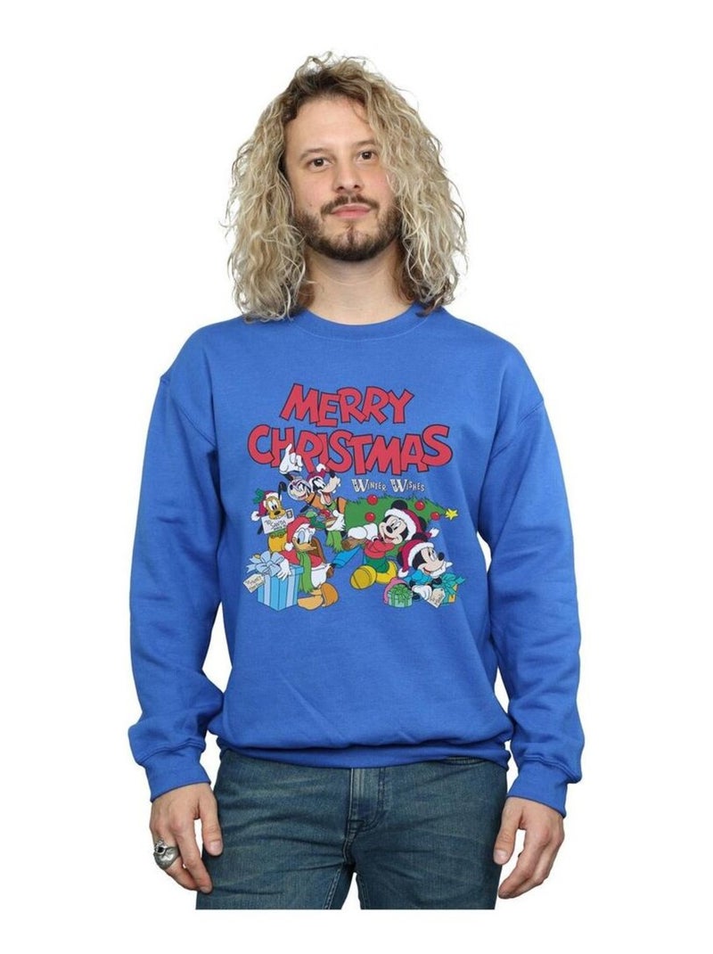 Disney - Sweat MICKEY MOUSE AND FRIENDSWINTER WISHES Bleu roi - Kiabi