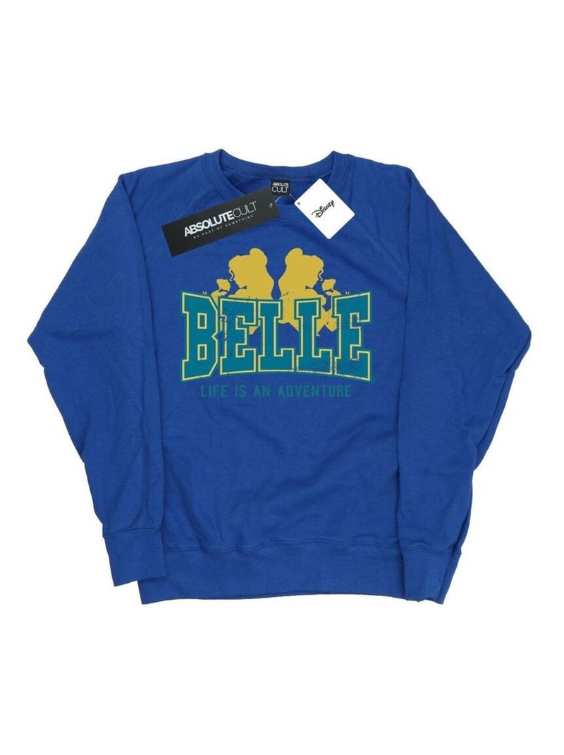 Disney - Sweat motif Belle motif/style Universitaire ADVENTURE Bleu roi - Kiabi
