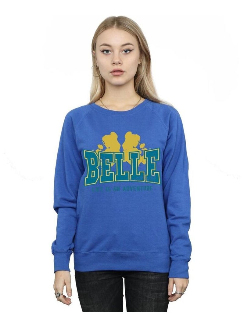 Disney - Sweat motif Belle motif/style Universitaire ADVENTURE Bleu roi - Kiabi