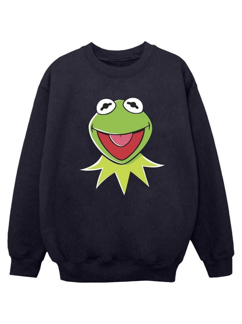 Disney - Sweat motif Kermit la grenouille motif/style Tête MUPPETS Bleu marine - Kiabi