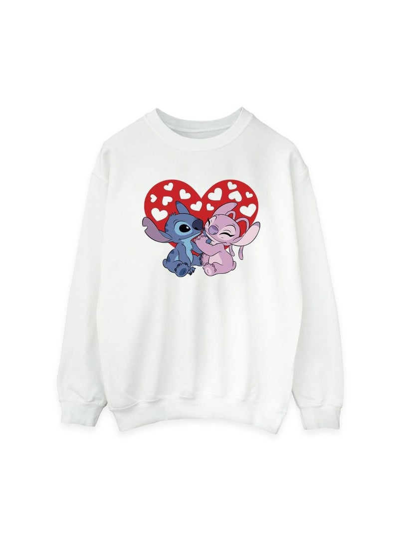 Disney - Sweat motif Lilo et Stitch motif/style Cœurs Blanc - Kiabi