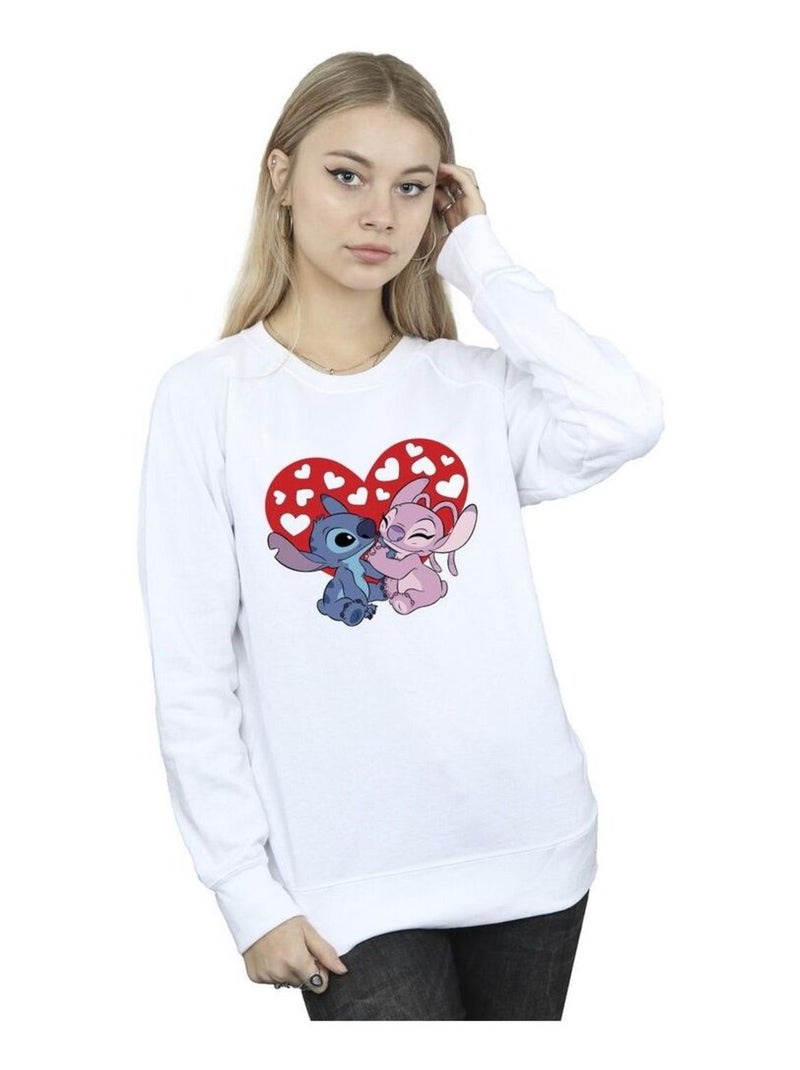 Disney - Sweat motif Lilo et Stitch motif/style Cœurs Blanc - Kiabi