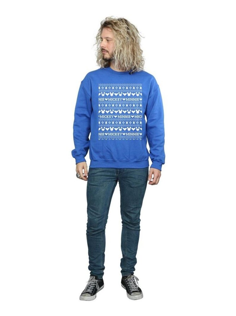Disney - Sweat motif Mickey Mouse et Minnie Mouse motif/style Noël festif Bleu roi - Kiabi