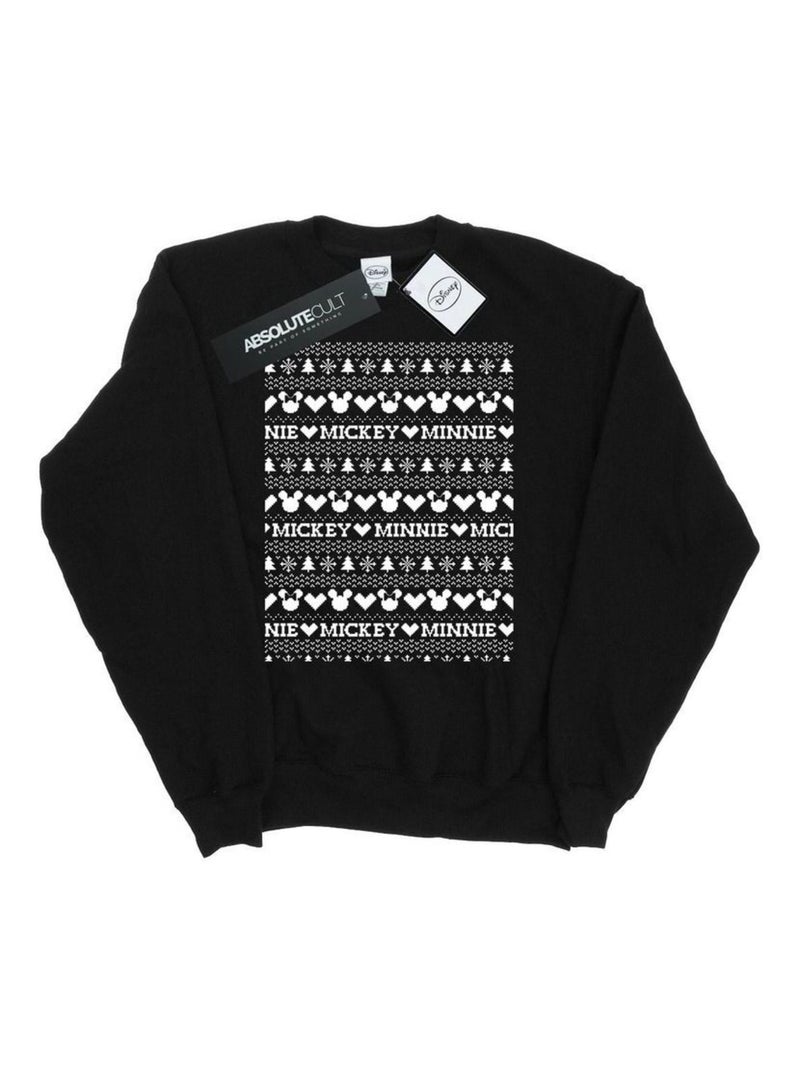 Disney - Sweat motif Mickey Mouse et Minnie Mouse motif/style Noël festif Noir - Kiabi