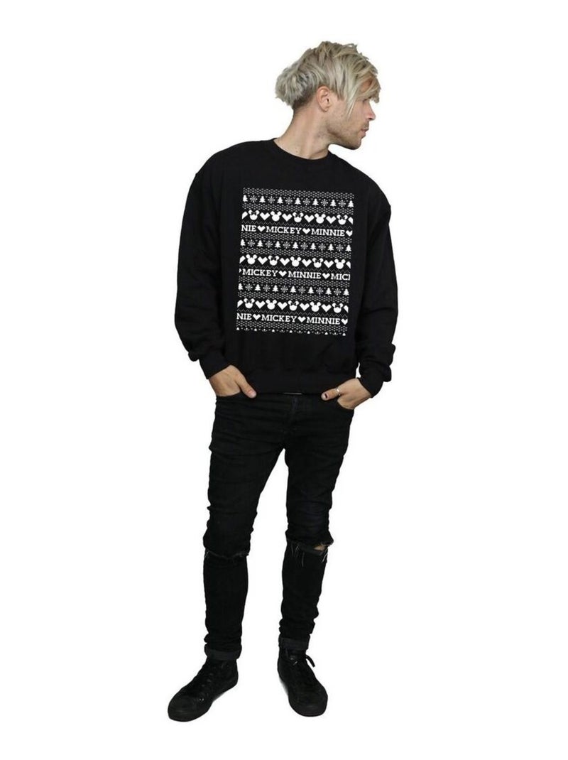 Disney - Sweat motif Mickey Mouse et Minnie Mouse motif/style Noël festif Noir - Kiabi
