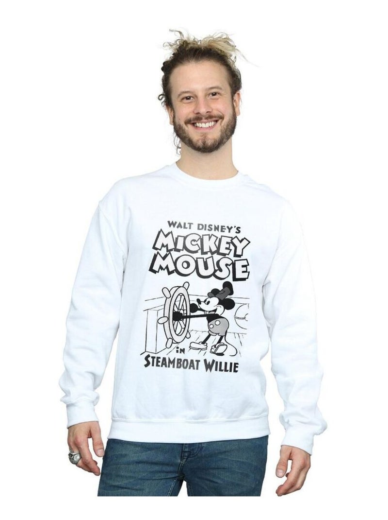 Disney - Sweat motif Mickey Mouse et Steamboat Willie Blanc - Kiabi