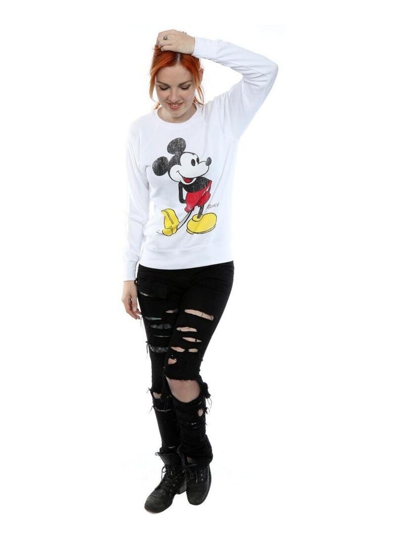 Disney - Sweat motif Mickey Mouse motif/style Coup de pied Blanc - Kiabi