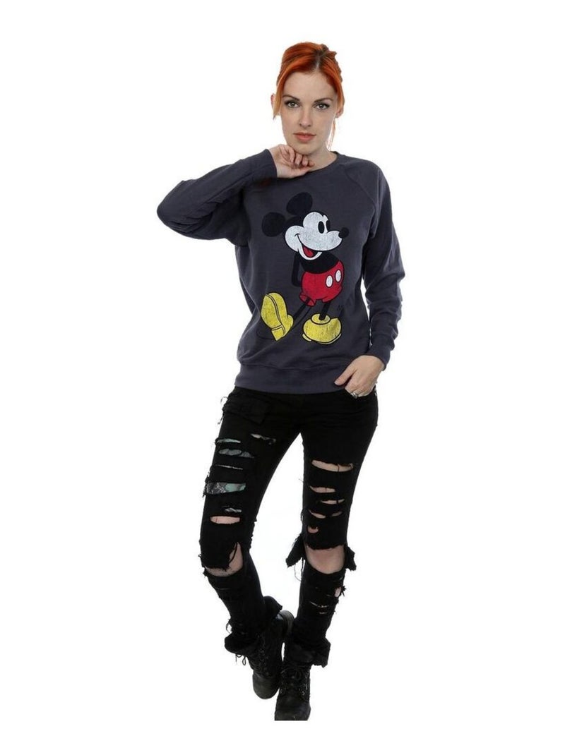 Disney - Sweat motif Mickey Mouse motif/style Coup de pied Gris foncé - Kiabi