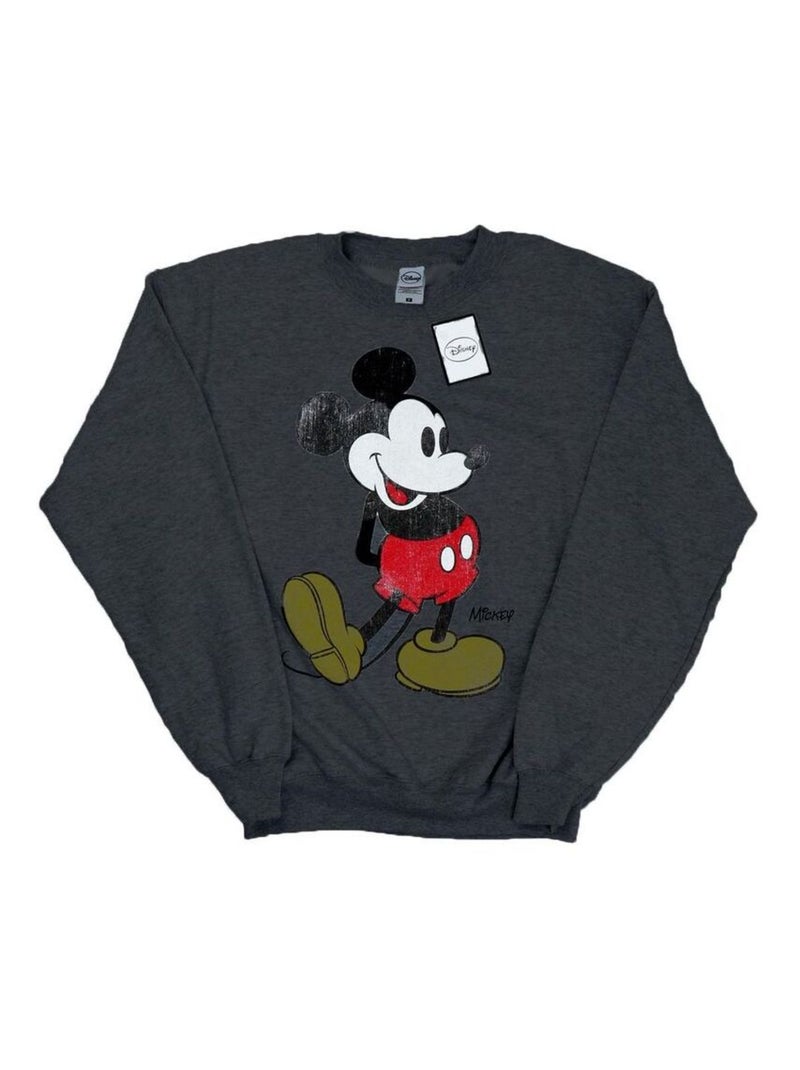 Disney - Sweat motif Mickey Mouse motif/style Coup de pied Gris foncé - Kiabi