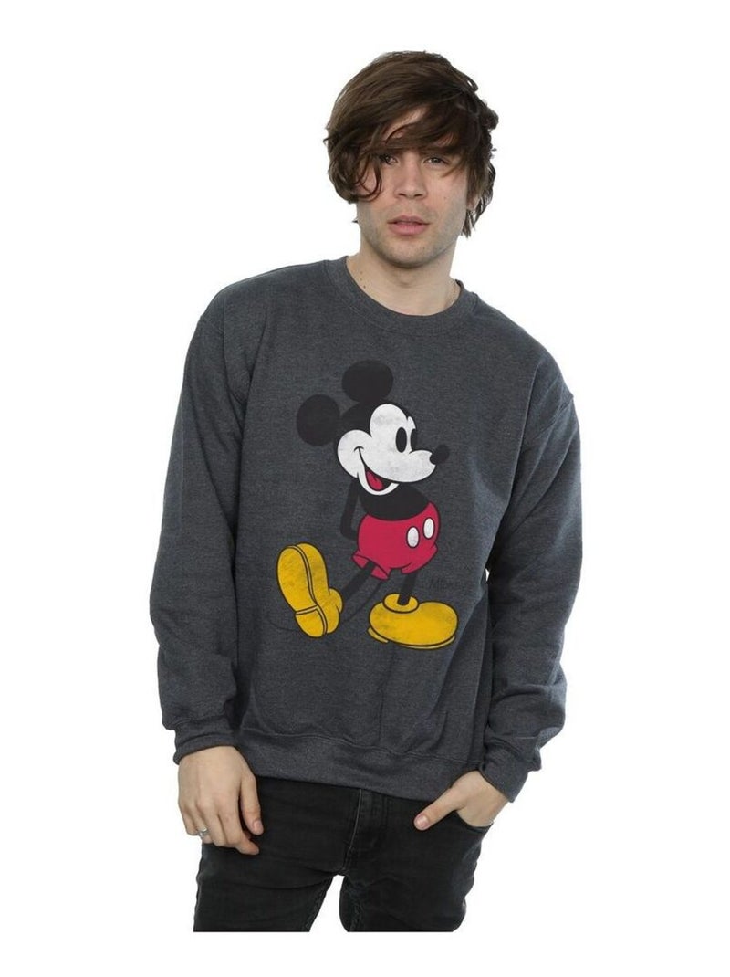 Disney - Sweat motif Mickey Mouse motif/style Coup de pied Gris foncé - Kiabi