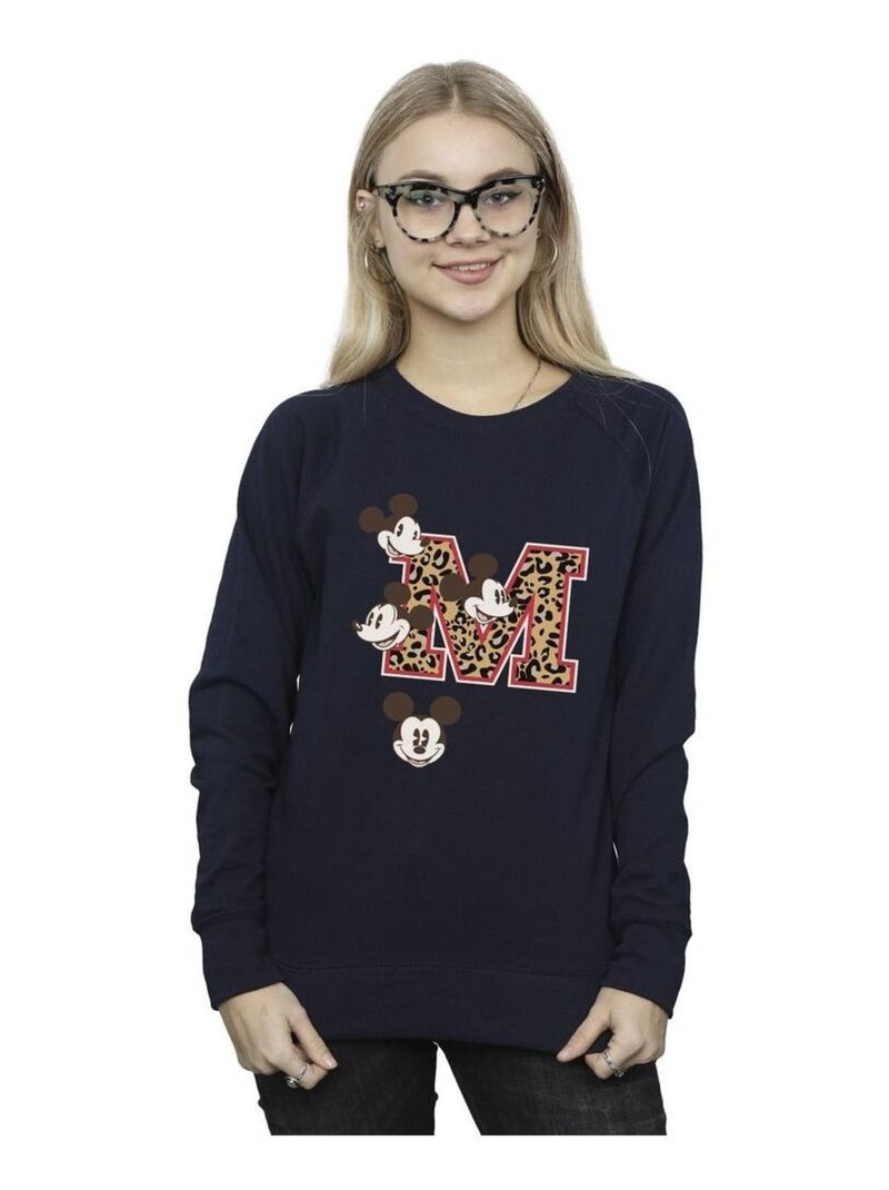 Disney - Sweat motif Mickey Mouse motif/style M et visages Bleu marine - Kiabi