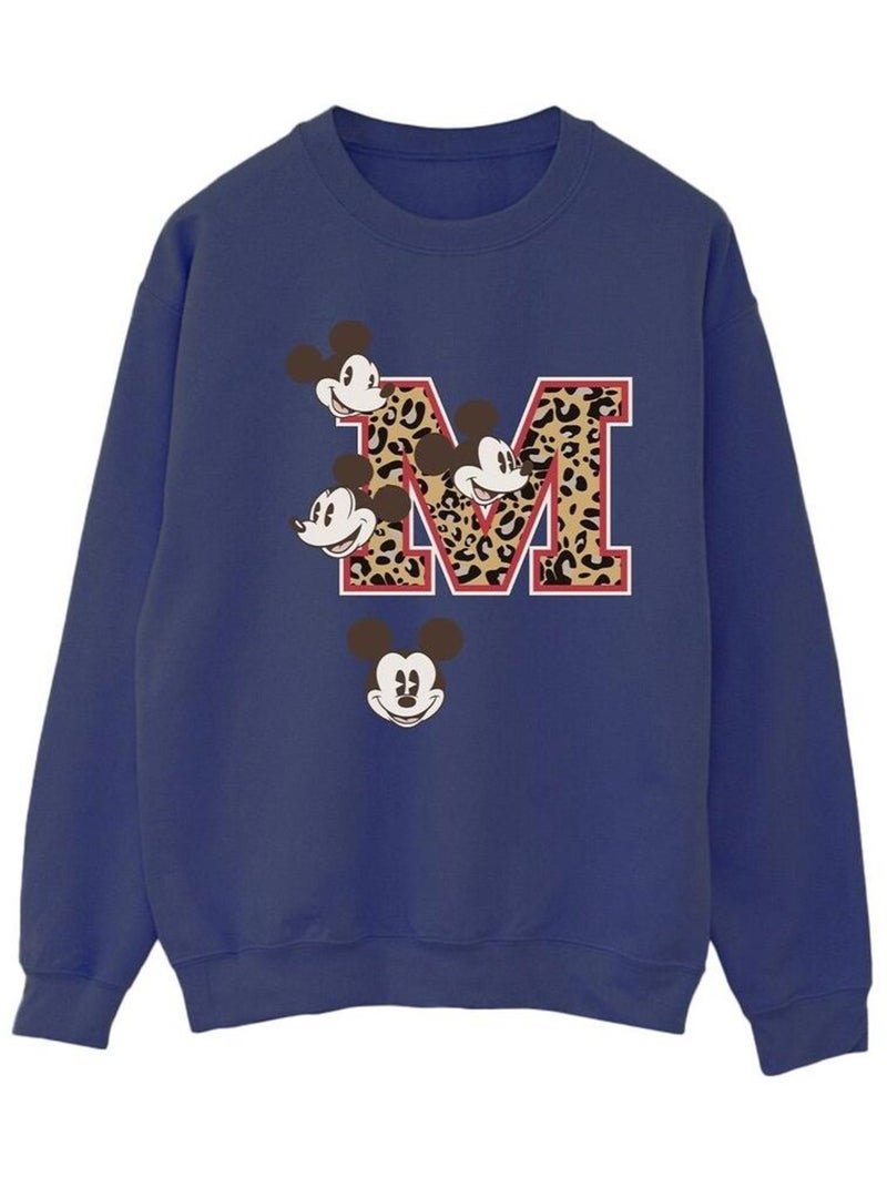 Disney - Sweat motif Mickey Mouse motif/style M et visages Bleu marine - Kiabi