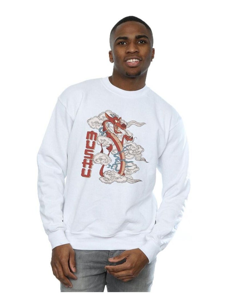 Disney - Sweat motif Mulan et Mushu motif/style Dragon Blanc - Kiabi