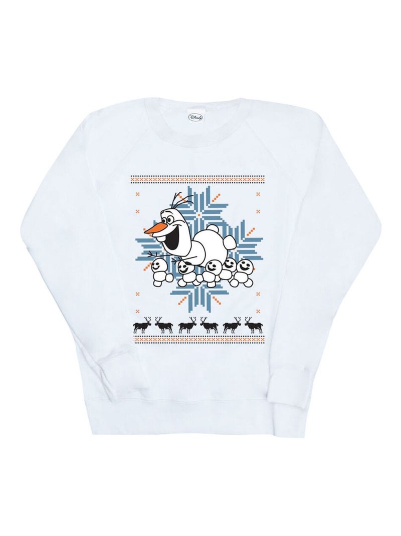 Disney - Sweat motif Olaf motif/style Bonhommes de neige FROZEN Blanc - Kiabi